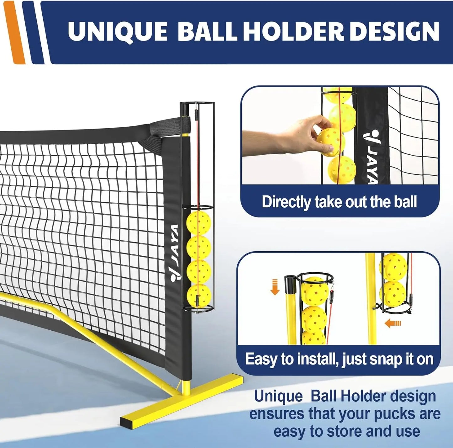 Portable Pickleball Net with Unique Ball Holder