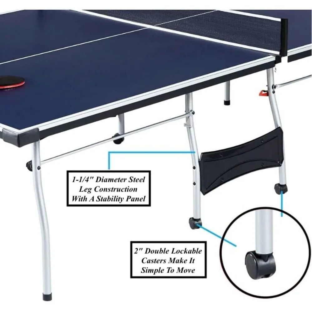 Folding Rolling Table Tennis Table with Net