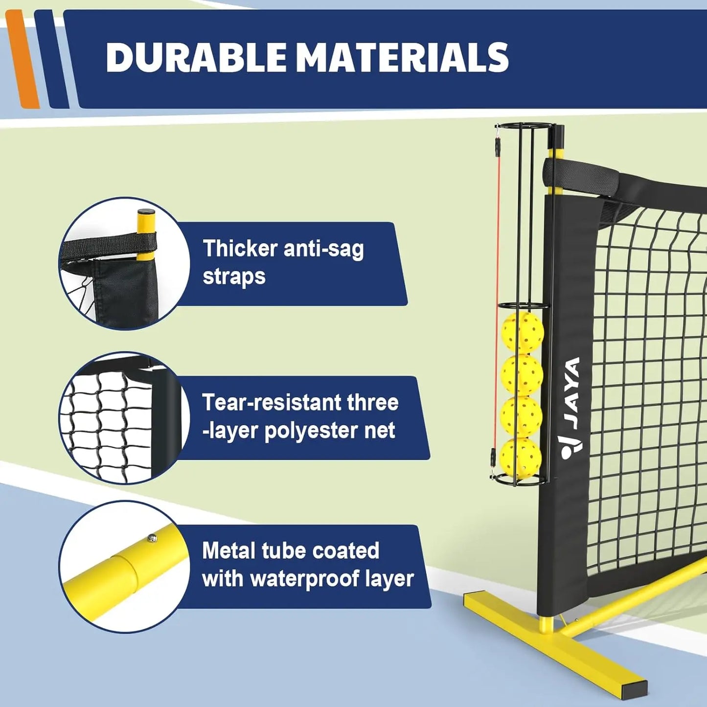 Portable Pickleball Net with Unique Ball Holder
