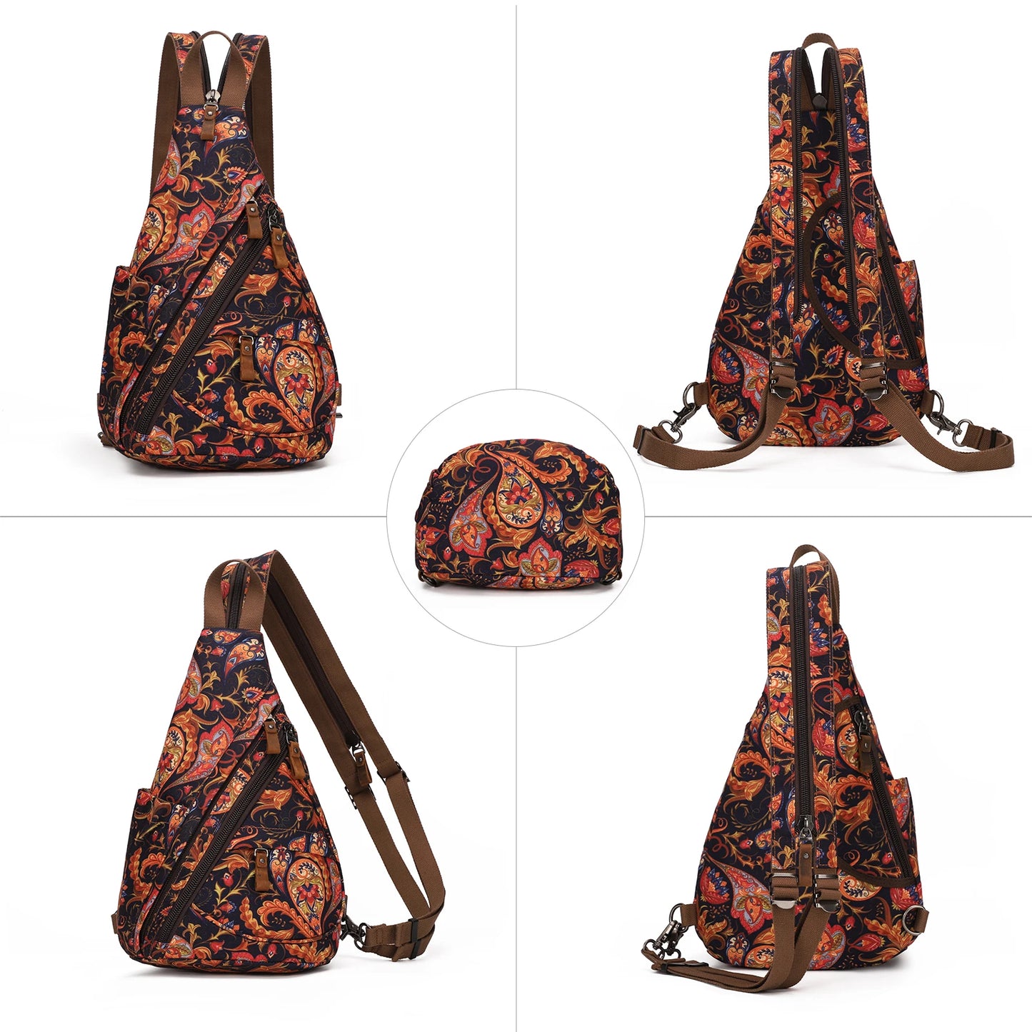 Canvas Sling Bag - Small Crossbody Daypack Rucksack