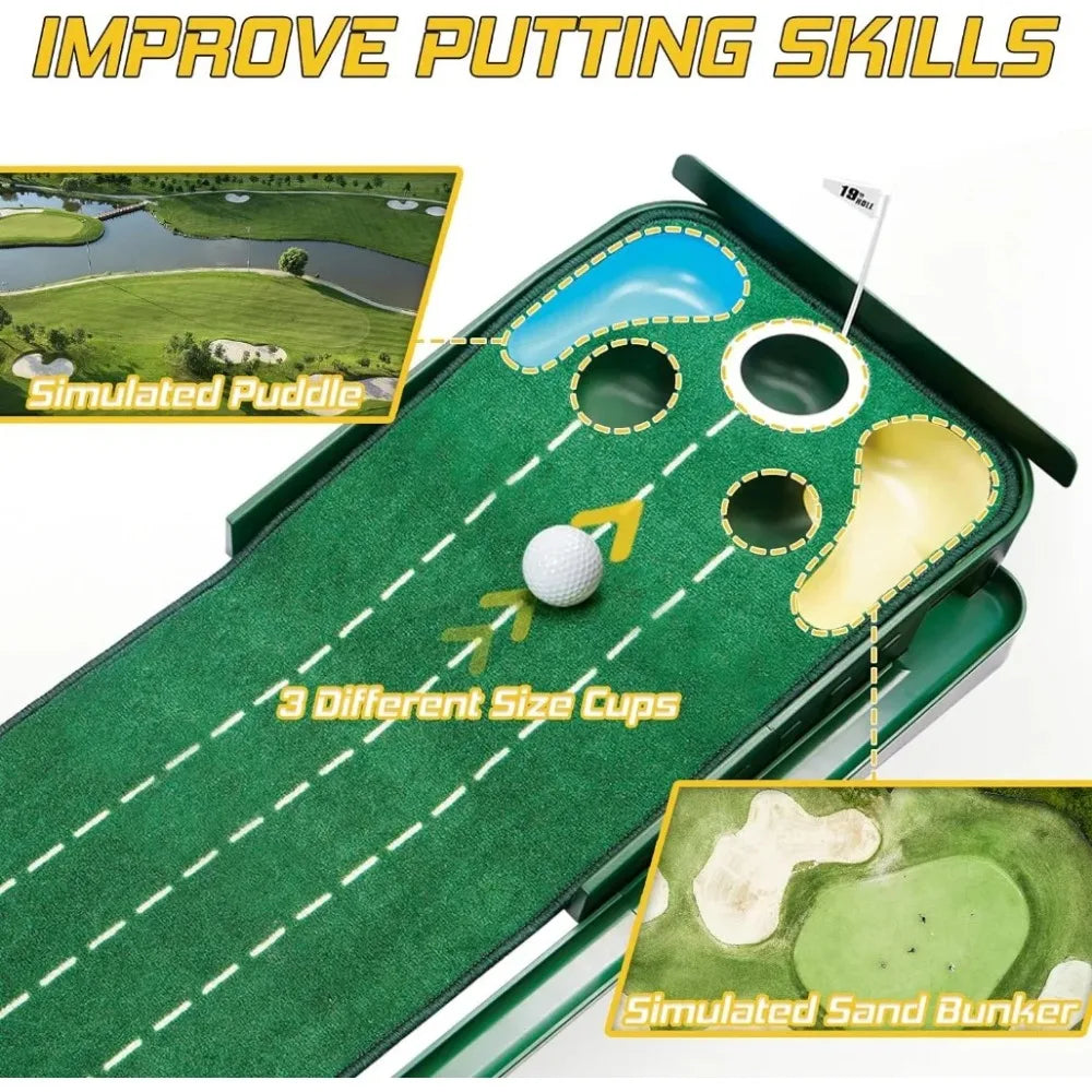 Golf Putting Mat with Ball Return