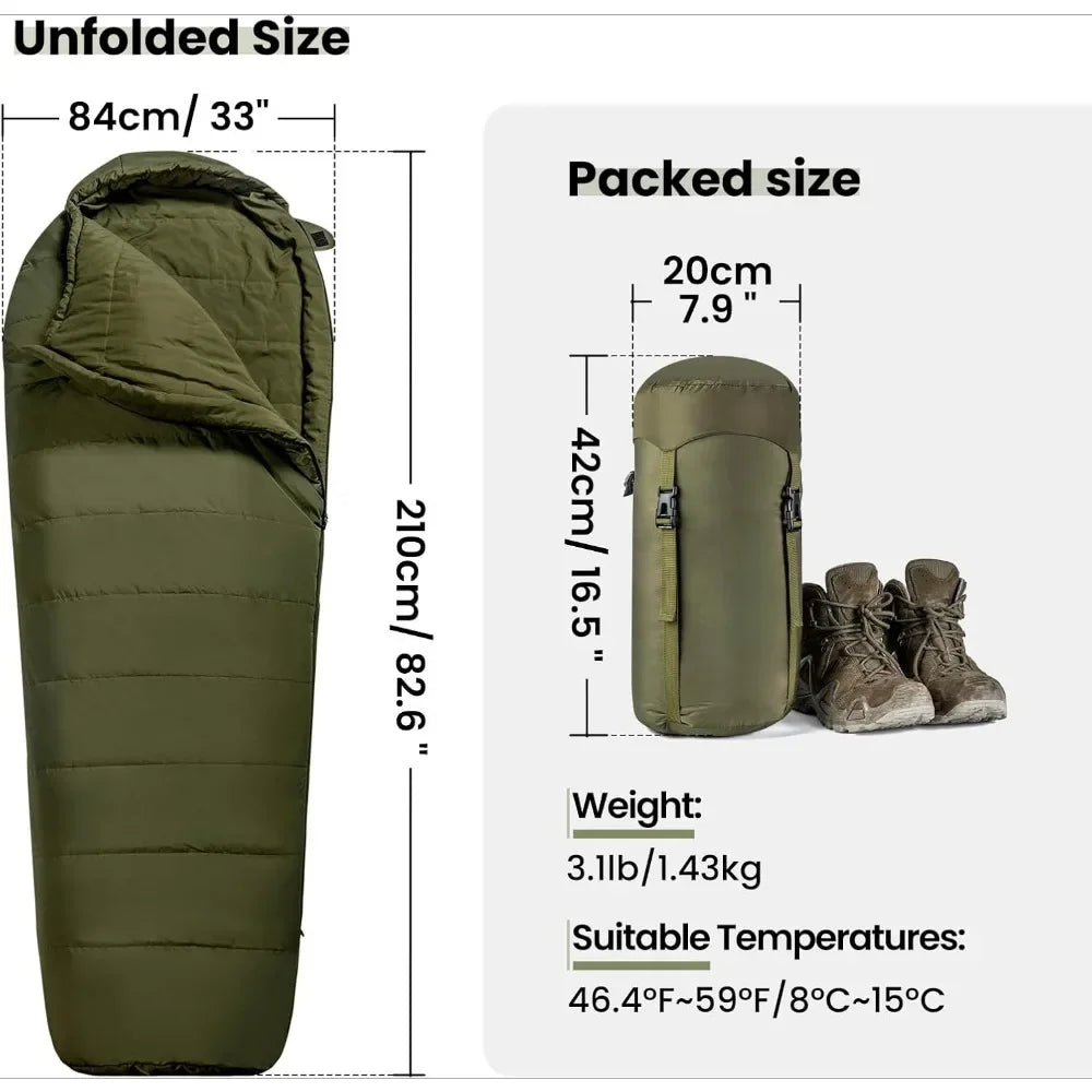 Mummy Sleeping Bag for Camping, Cotton, Winter Warm