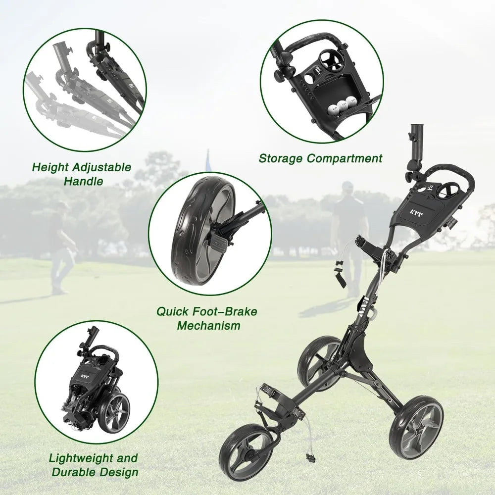 3 Wheel Golf Push Cart, Ultra Lightweight