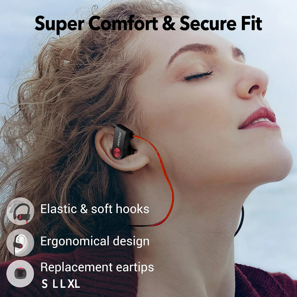 Waterproof Bluetooth Sport Earbuds with Noise Canceling Mic