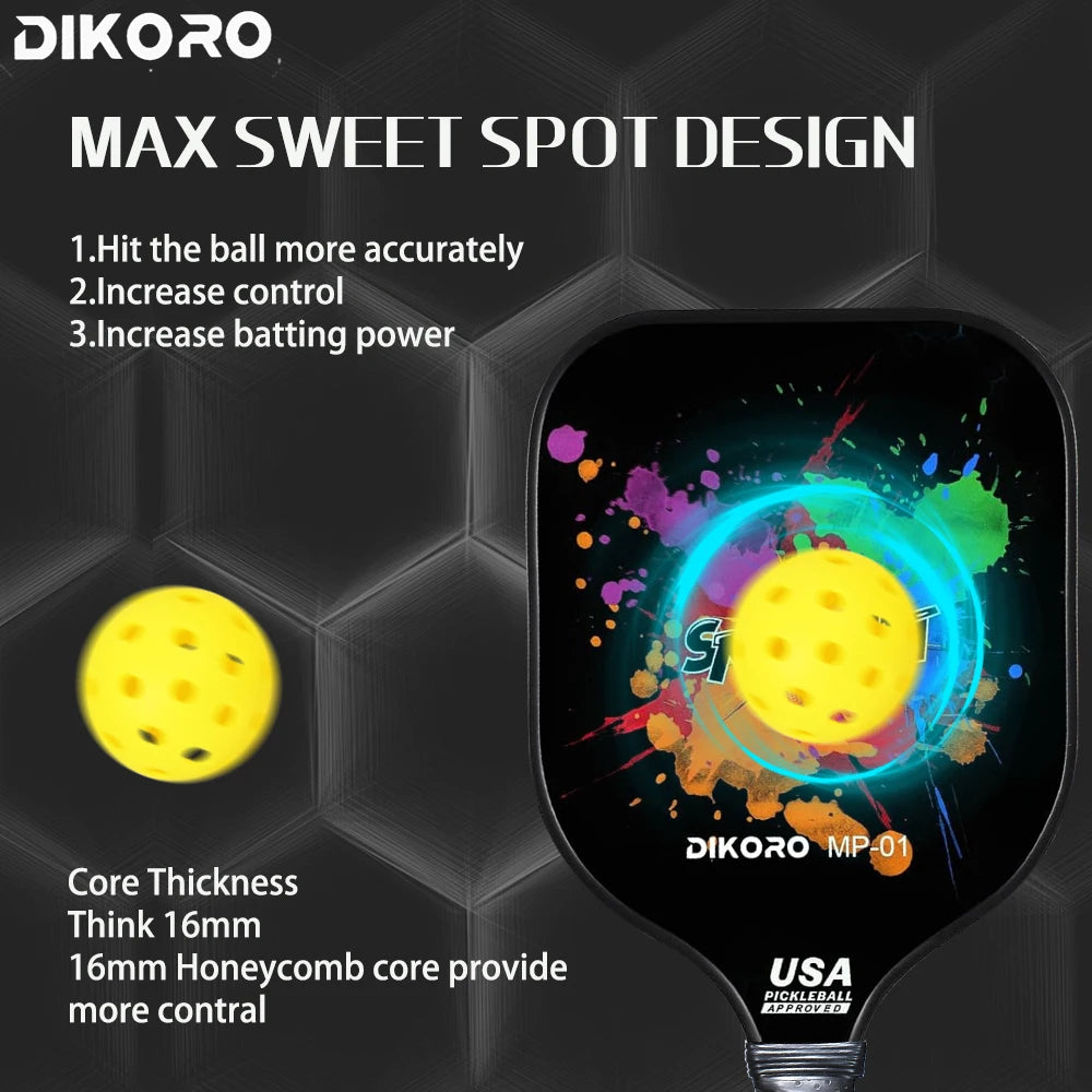 Dikoro Graphite Pickleball Paddles, 4 Balls, Bag