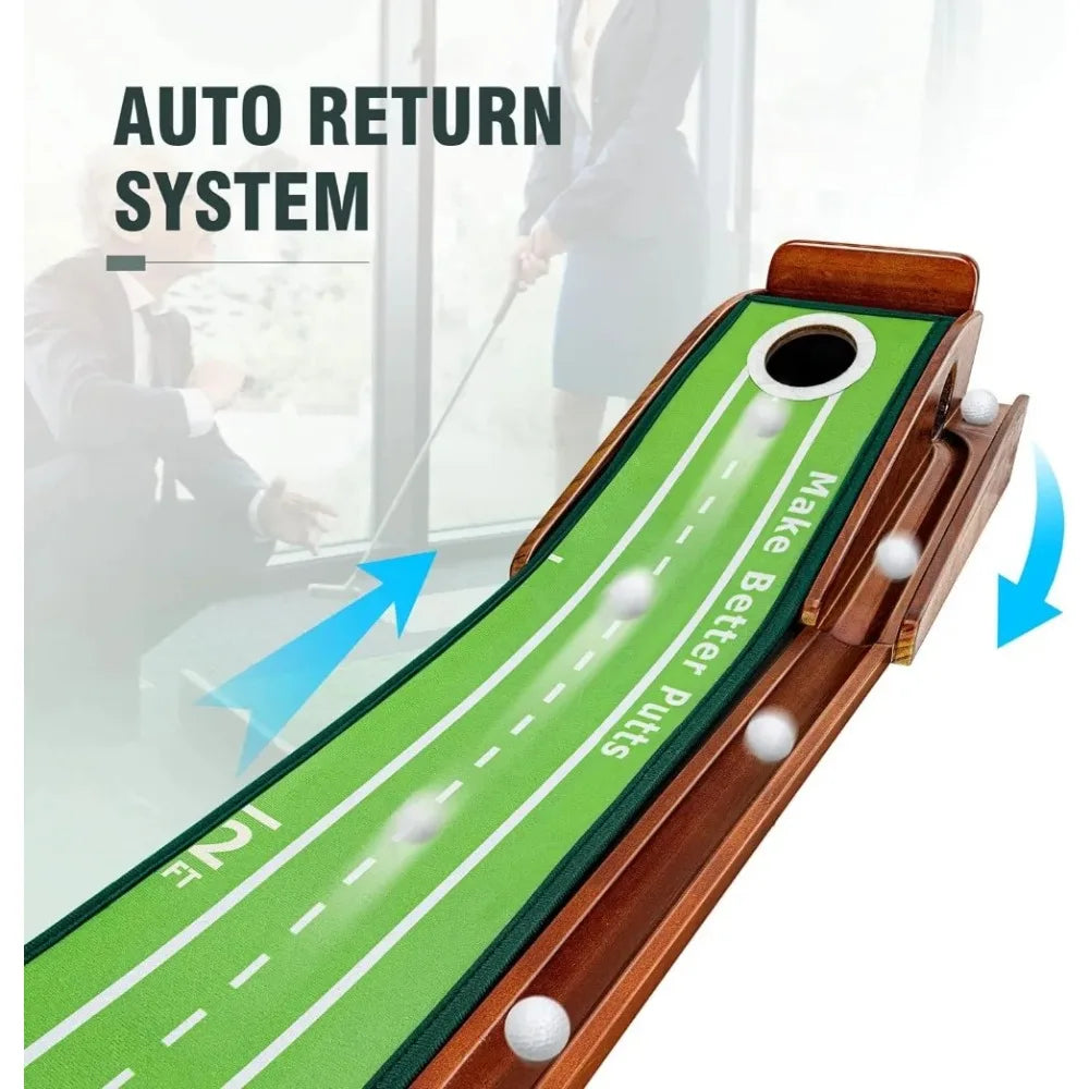 Golf Practice Mat with Auto Ball Return System