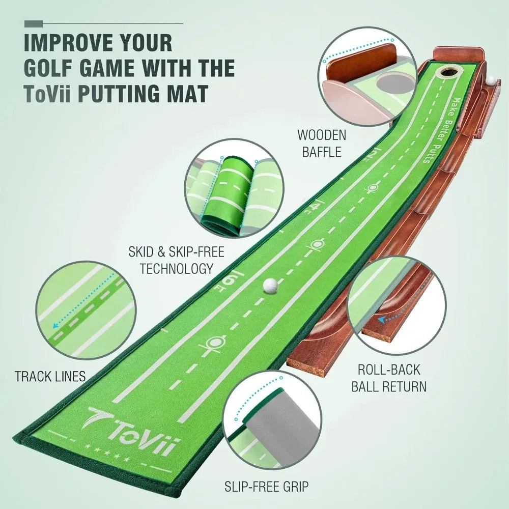 Golf Practice Mat with Auto Ball Return System