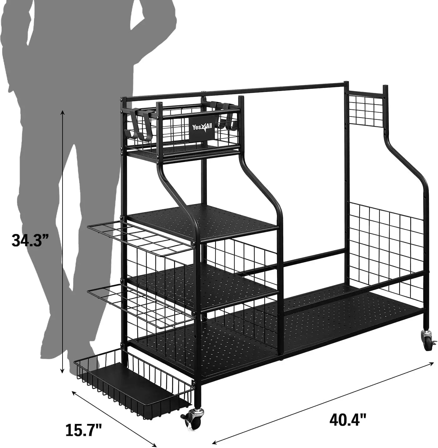 Golf Bags Storage Garage Organizer, Lockable Wheels