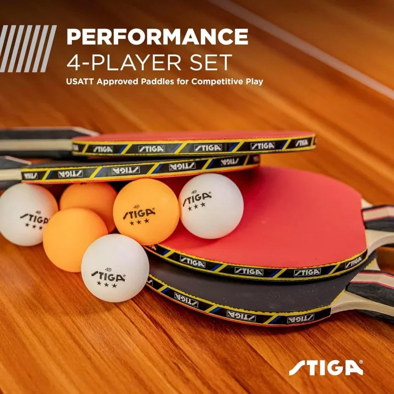 Performance Table Tennis Rackets, Set of Four