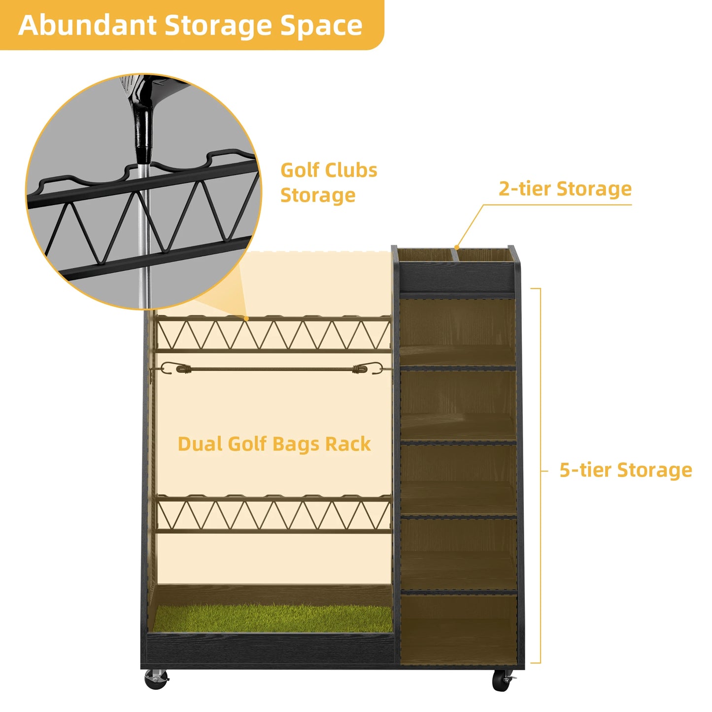 Wooden Golf Bag Organizer with Wheels