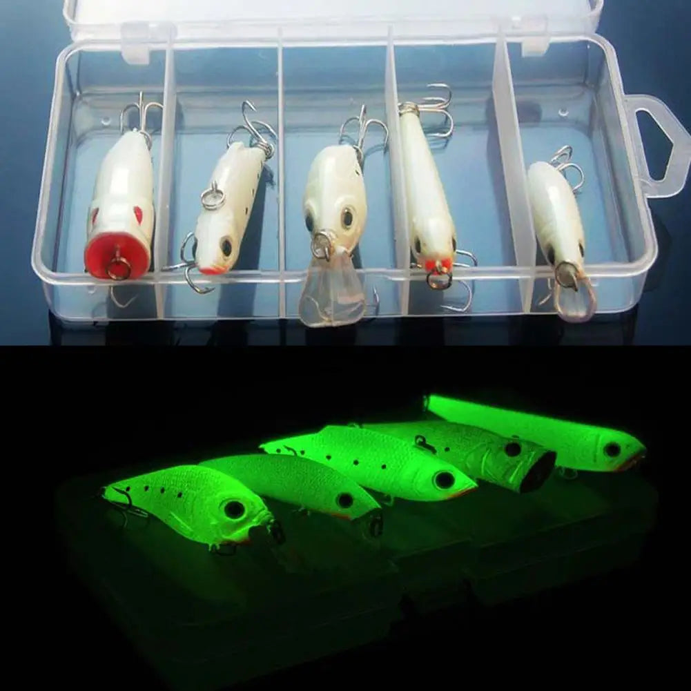 Night Fishing Bait Luminous Popper Crank Lure Kit