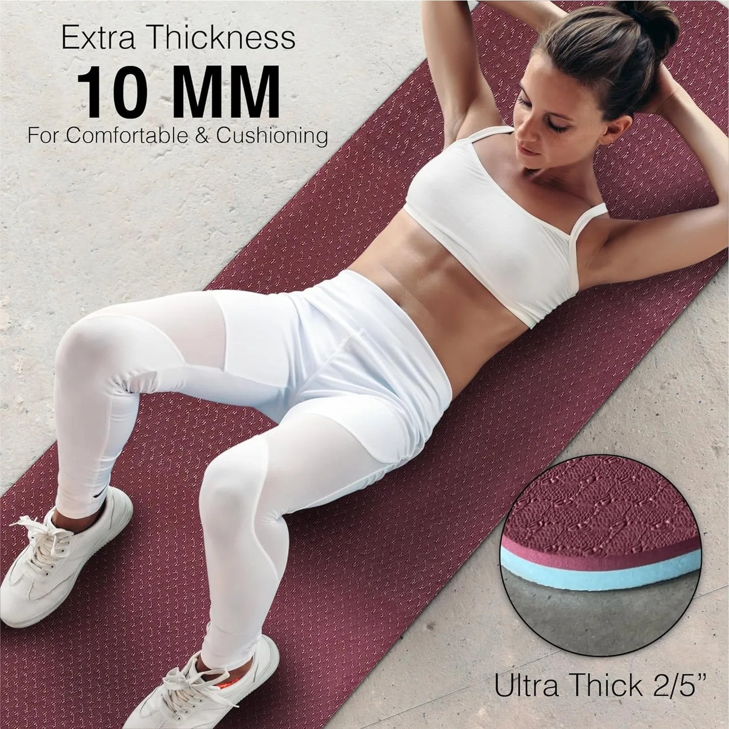 Thick Yoga Mat, Non-Skid with Strap