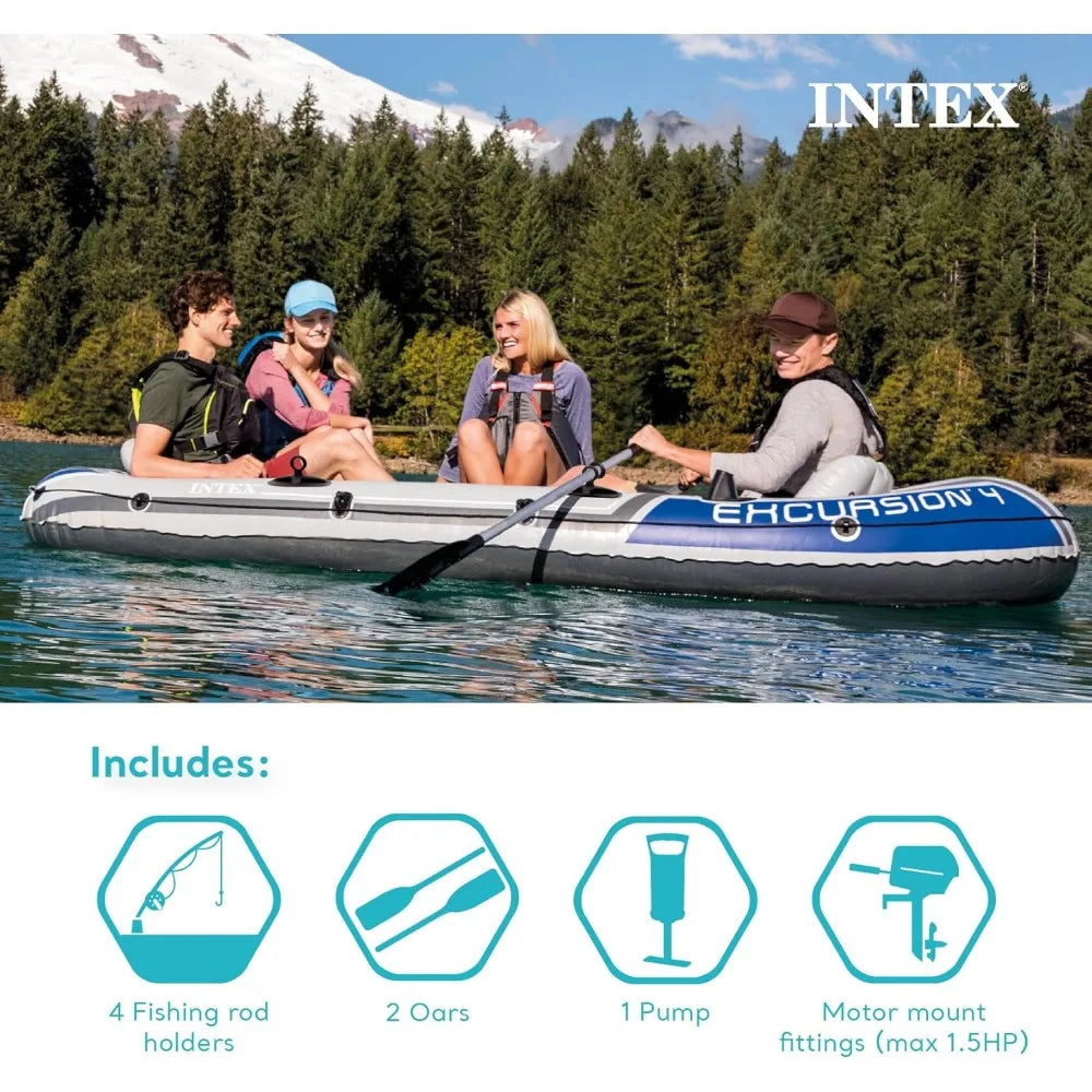 5 Person Inflatable Boat, Trolling Motor, Pump