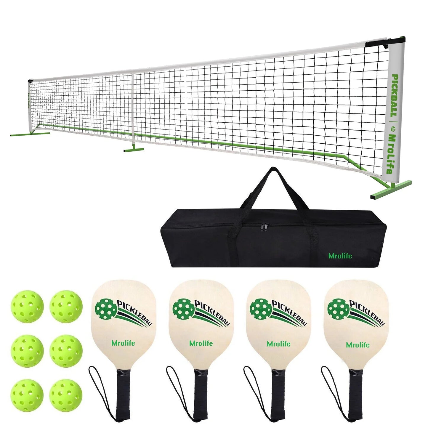 Portable Pickleball Net System with Paddles, Pickleballs