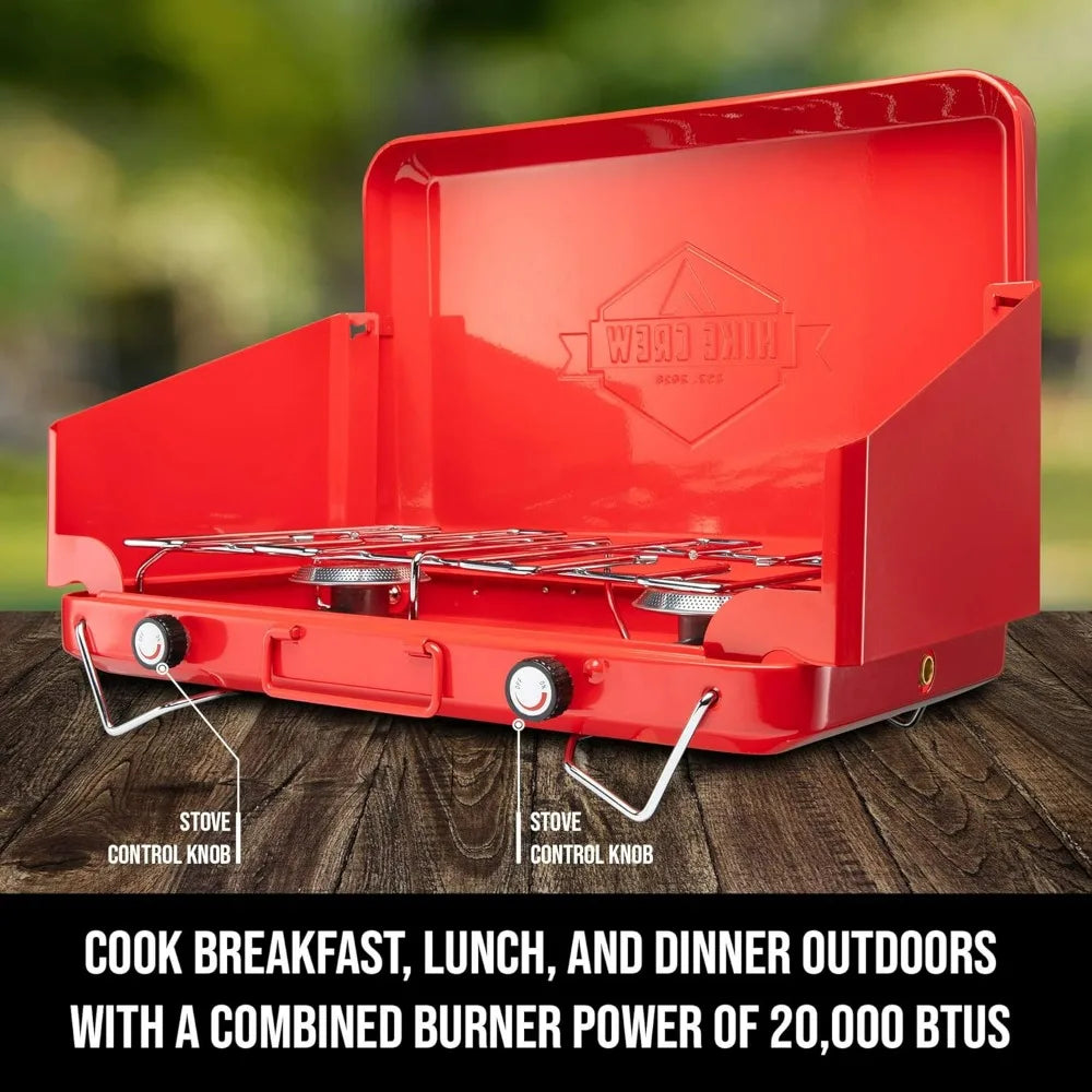 Gas Camping Stove, Portable Double Propane Burner