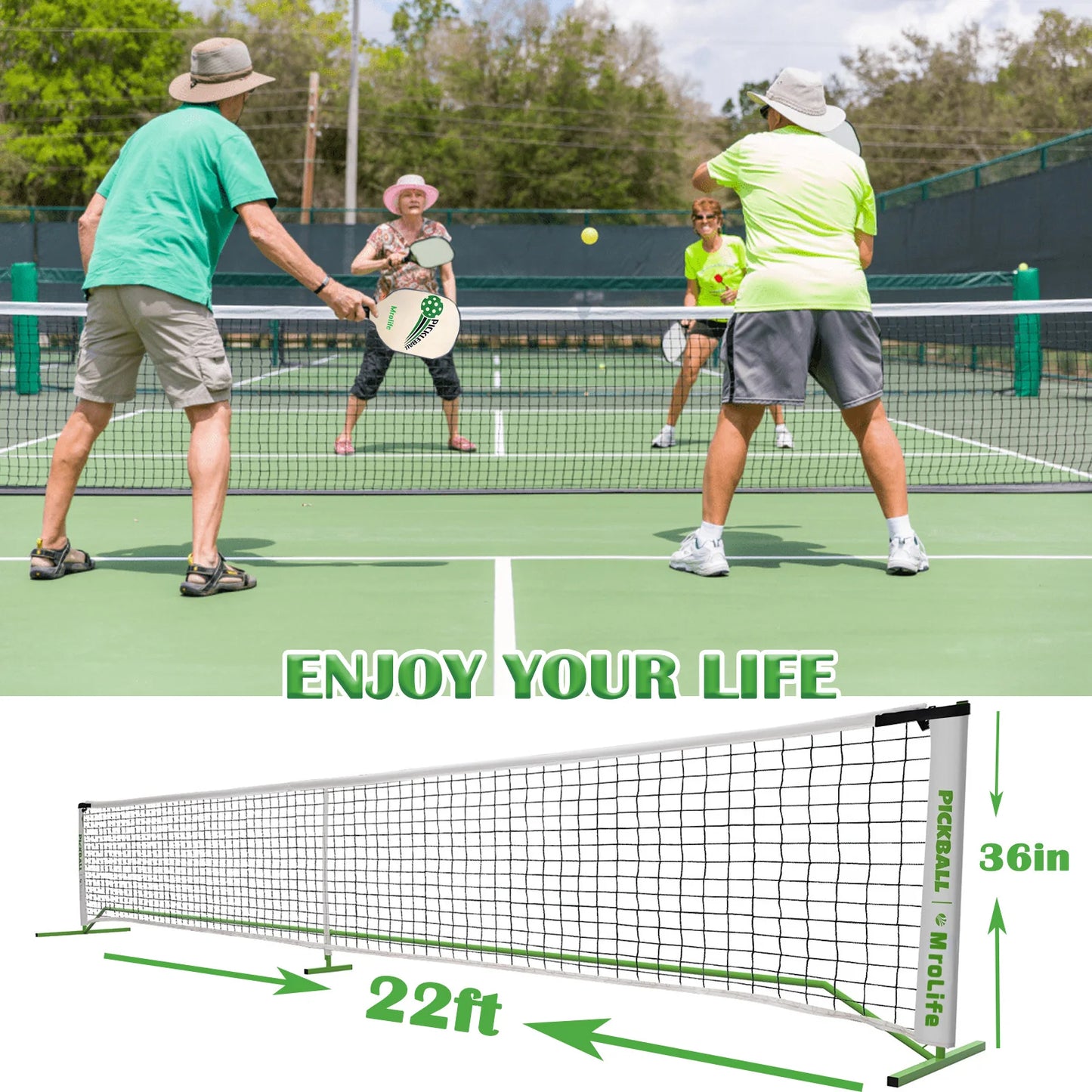 Portable Pickleball Net System with Paddles, Pickleballs