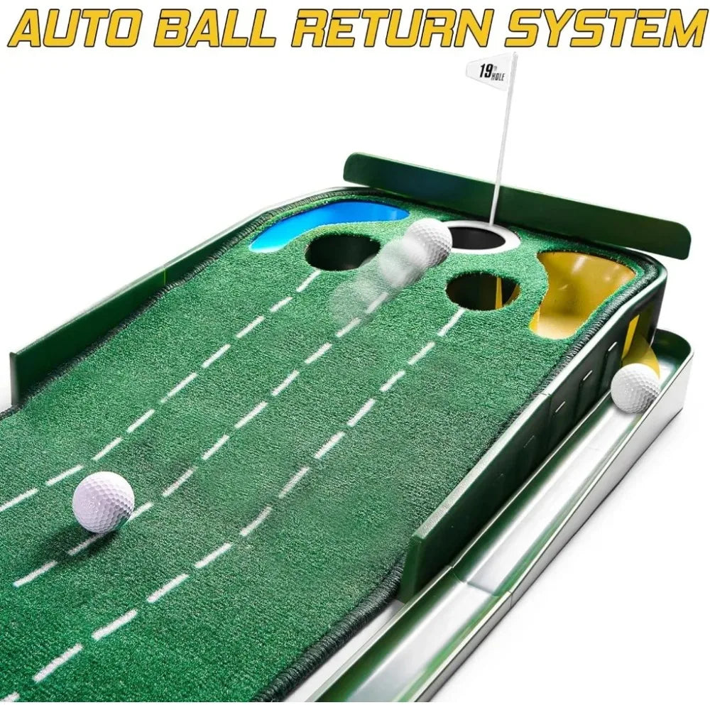 Golf Putting Mat with Ball Return