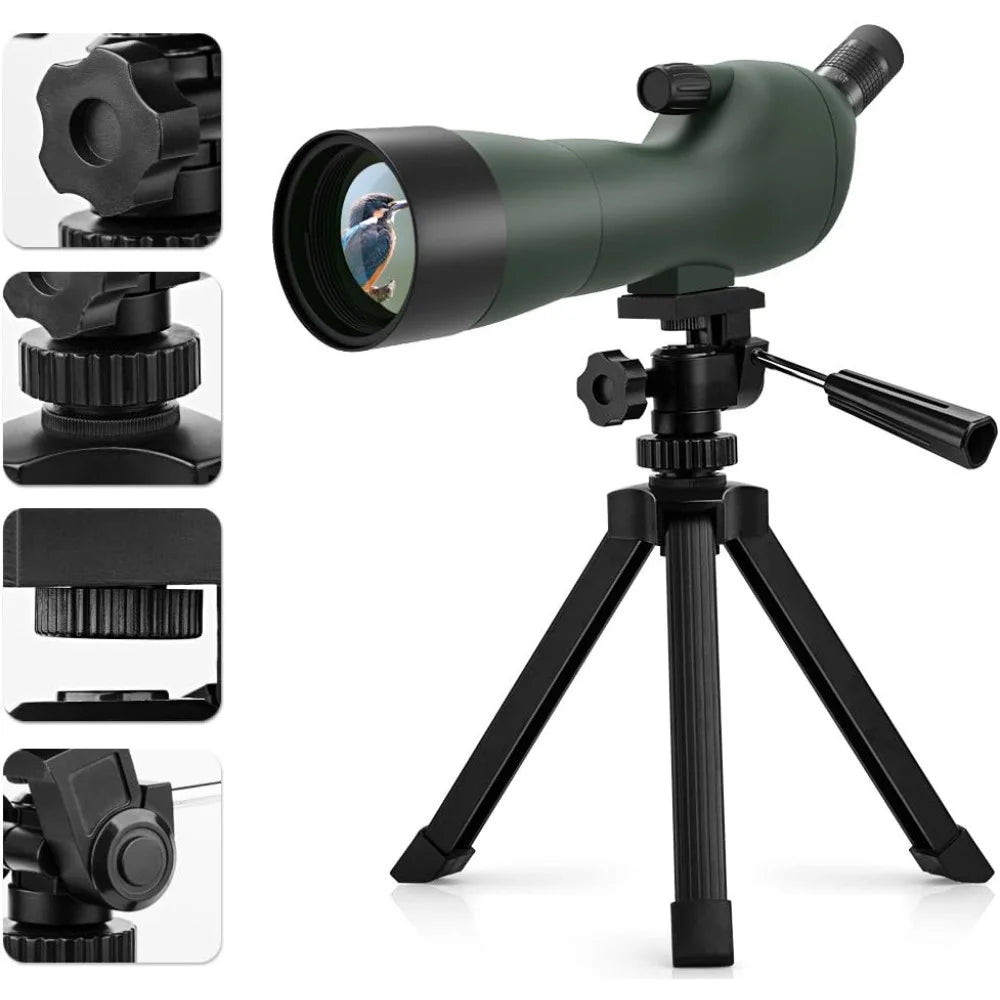 Angled Spotting Scope, Tripod, Phone Adapter, Carry Bag,