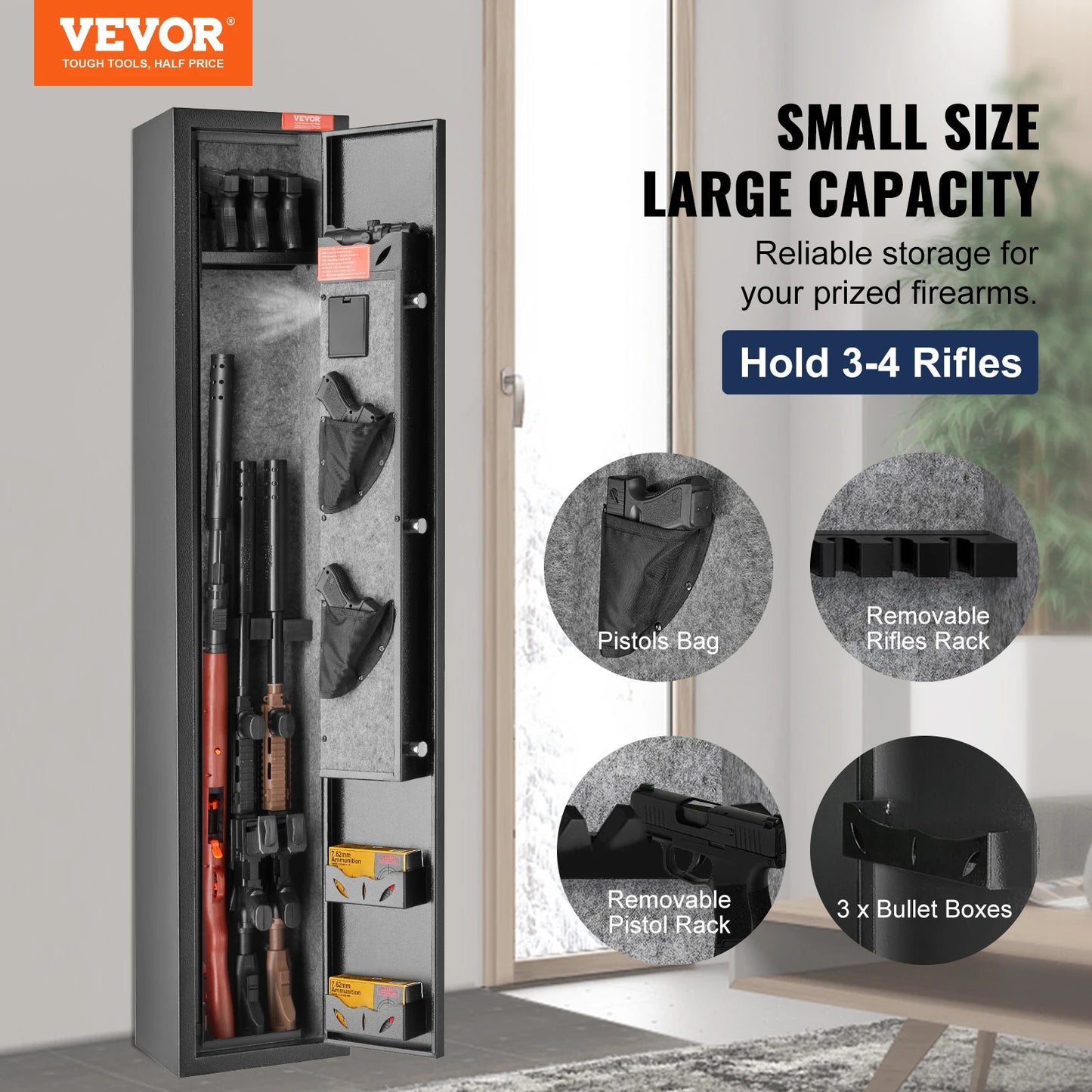 VEVOR 3 Rifles Gun Safe with Digital Keypad