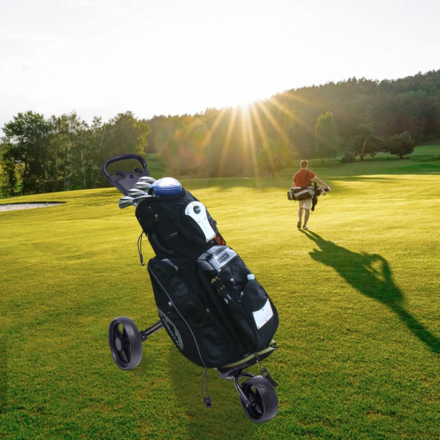 Foldable Golf Trolley, Golf Push Cart with Scoreboard