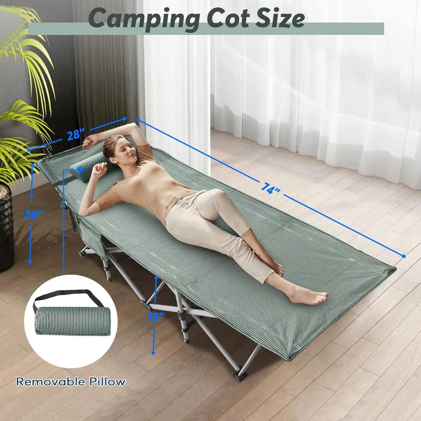 Folding Camping Cot with Mattress, Carry Bag